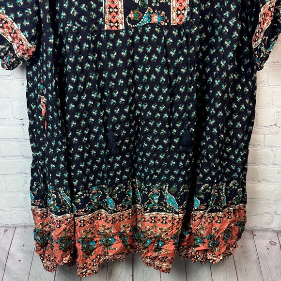 BloomChic Blue Floral Bohemian Balloon Sleeve Midi Dress Plus Size 5X - Picture 6 of 7